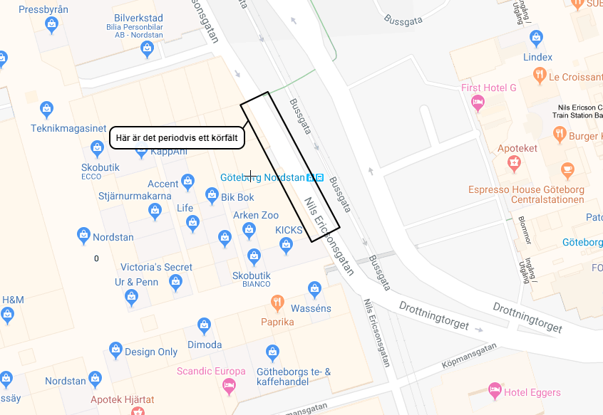 Större påverkan på Nils Ericsonsgatan | Trafiken.nu Göteborg