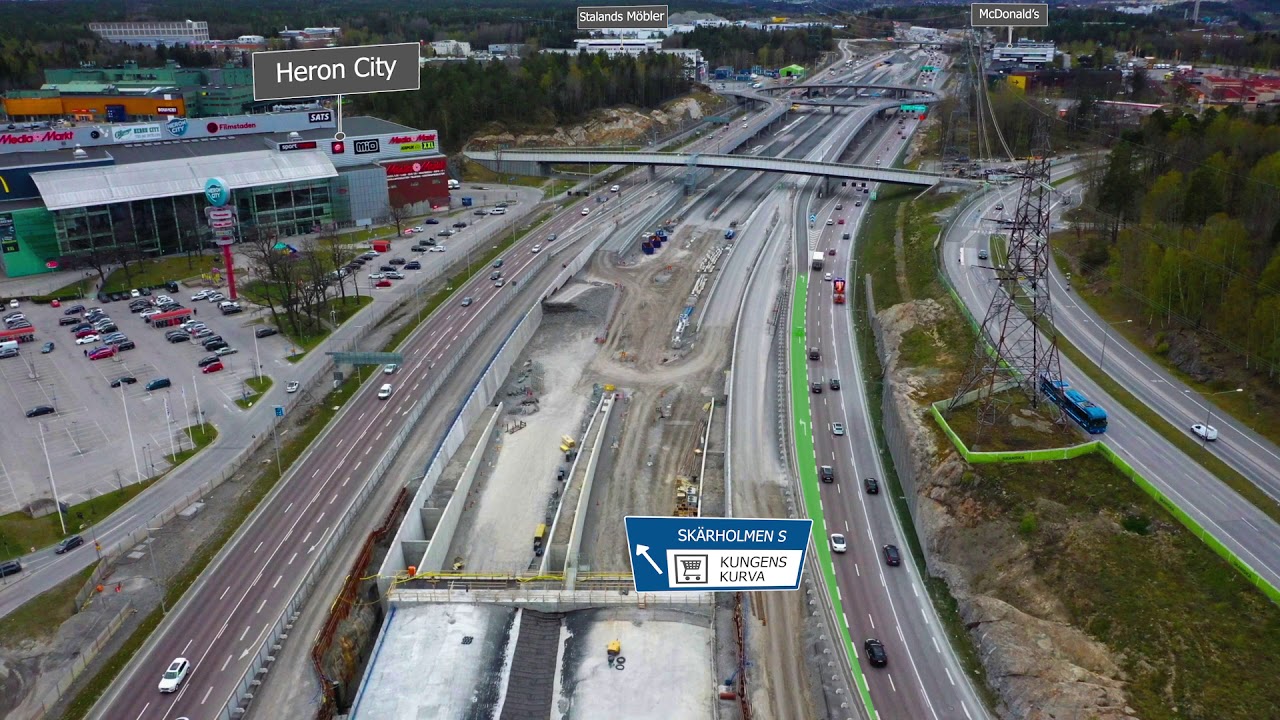 Stängd avfart från E4/E20 södergående till Vårby allé och Skärholmsvägen | Trafikverket
