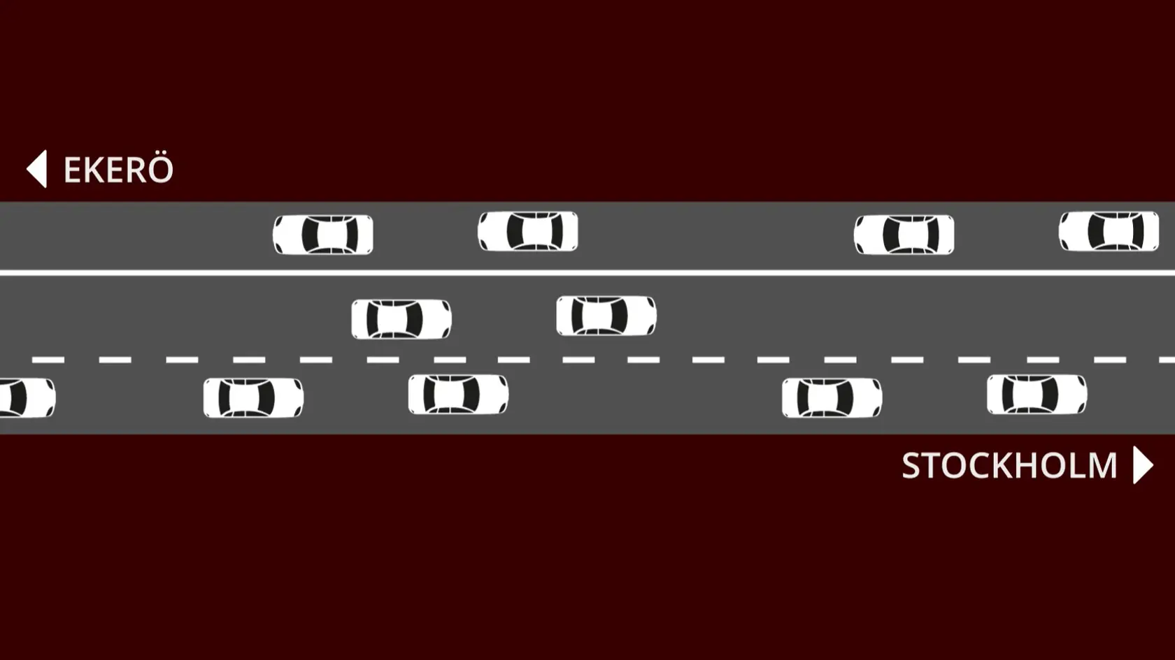 Animering av reversibelt körfält på Nockebybron.