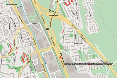 Karta som visar var E6 stängs och hur man får köra istället.