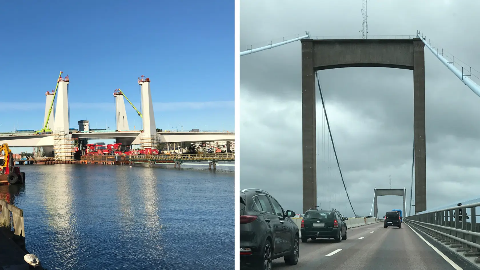 Kollage med bilder från Hisingsbron och Älvsborgsbron.