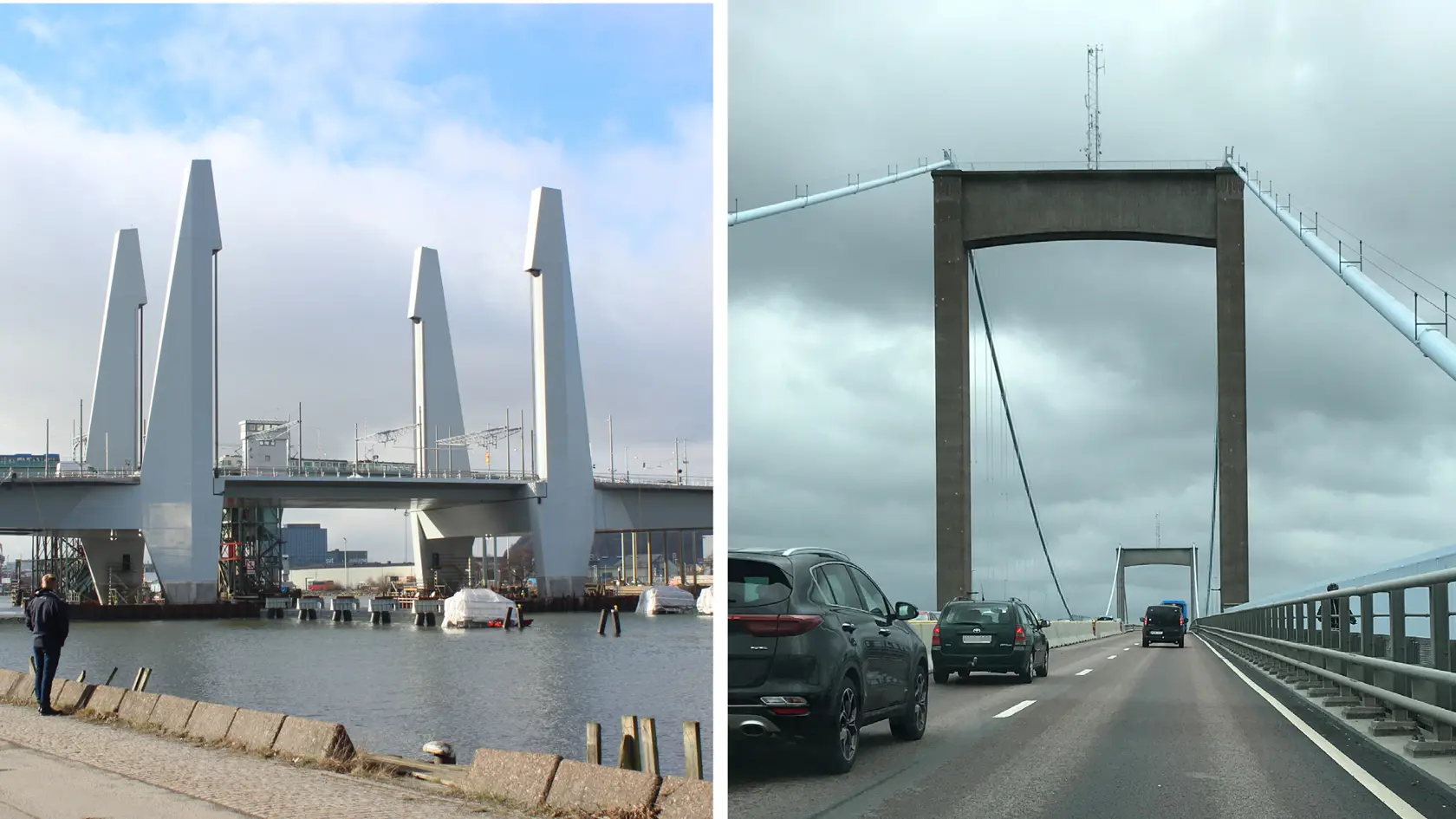 Kollage med Hisingsbron och Älvsborgsbron. 